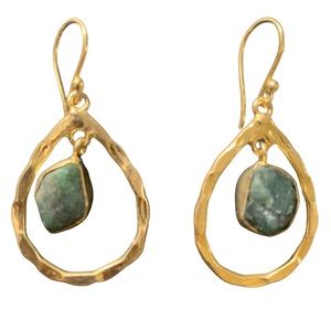 18k gold plated brass with natural raw stone Earrings